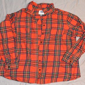 Old Navy Red & Orange Cotton Flannel Plaid top XXL